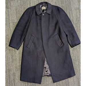 COMMANDER CROMBIE Long NAVY BLUE HEAVY WOOL COVERT COAT 53 / Lg GERMAN Military